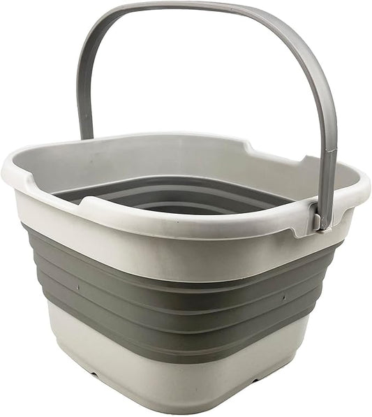 SAMMART 9.5L (2.5 Gallon) Collapsible Rectangular Handy Basket/Bucket (Grey)-NeatNest