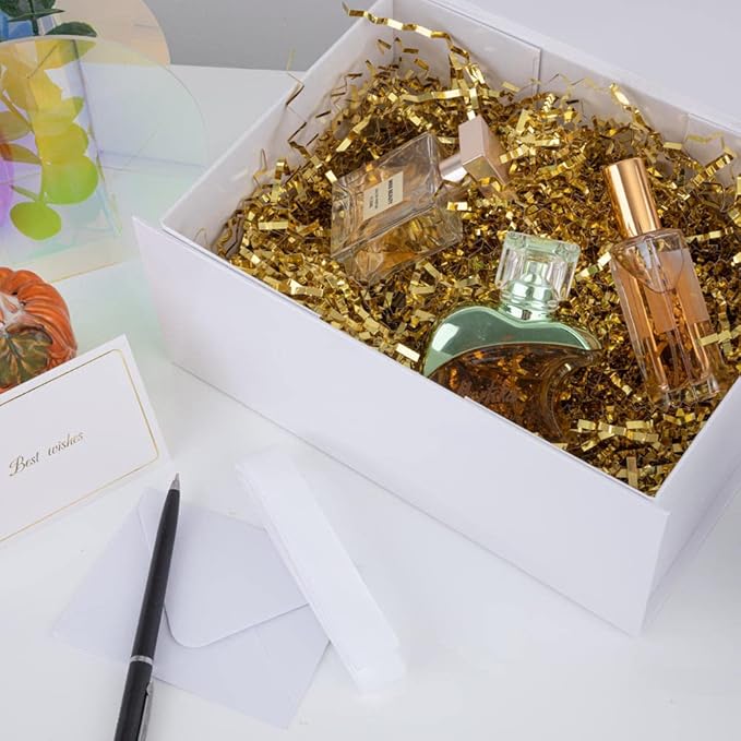 1PCS White Gift Box with Ribbon 9.5x7x4 Inches，Sturdy Gift Box with Lid for Gift Packaging, Foldable Magnetic Closure Storage Boxes, Bridesmaid proposal box, Rectangle Collapsible Box-NeatNest