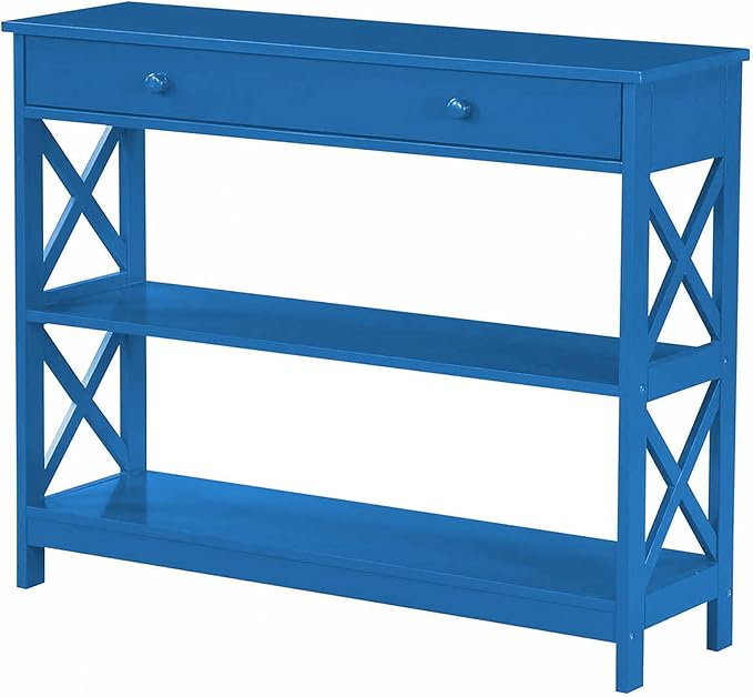 Convenience Concepts Oxford 1 Drawer Console Table with Shelves, Teal Blue-NeatNest