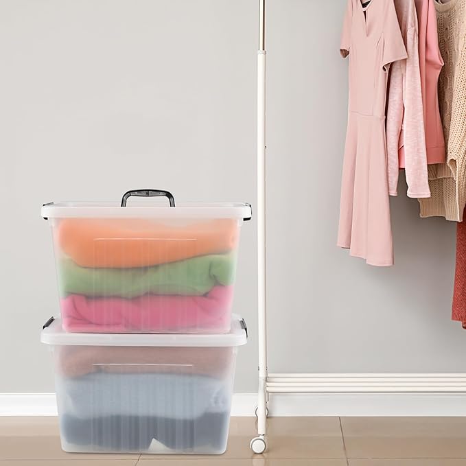 Bringer 4-Pack Clear Plastic Latching Storage Box, 18 L Storage Bin with Handle-NeatNest