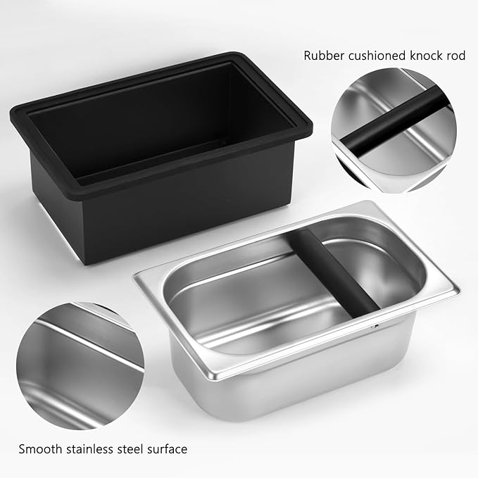 Espresso Knock Box, Stainless Steel Coffee Knock Box Large Capacity Coffee Pucks Container Espresso Machine Tool for Coffee Ground-NeatNest