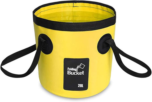 BANCHELLE Collapsible Bucket Water Container Portable Folding Camp Wash Basin for Outdoor Traveling Hiking Fishing Car Washing Gardening Camping (Yellow, 20L)-NeatNest