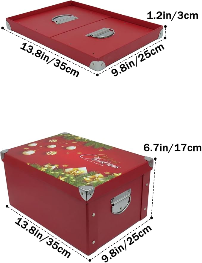 GUOZI Collapsible Storage Box, Decorative Memory Box with Lid & Metal Reinforced Corners, Cardboard File Bin with Handles, Organizer Gift Box for Keepsake Toy Photos Office Nursery Wardrobe Bookshelf-NeatNest