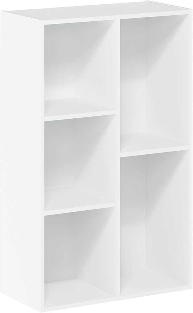 Furinno Luder Bookcase / Book / Storage , 5-Cube, White-NeatNest