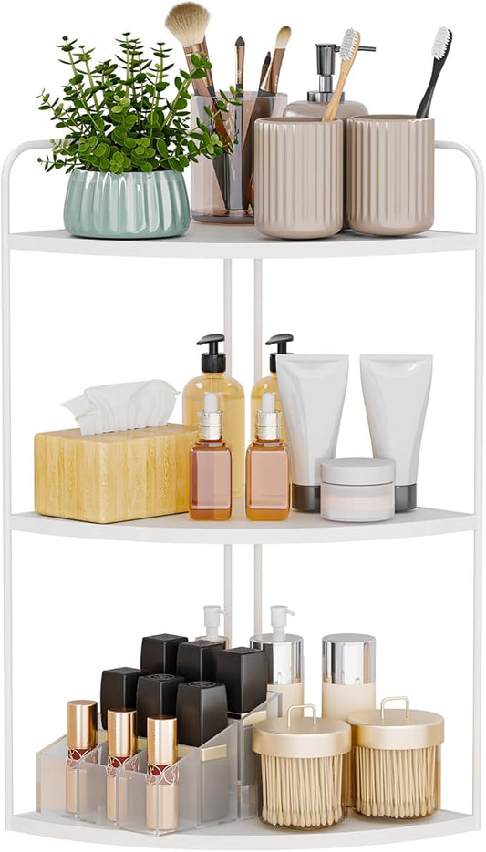 Bathroom Counter Organizer,Countertop Organizer,Vanity Organizers,Bathroom Storage,Bathroom Sink Caddy,Counter Shelf,Corner Counter,Corner Shelves(White)-NeatNest