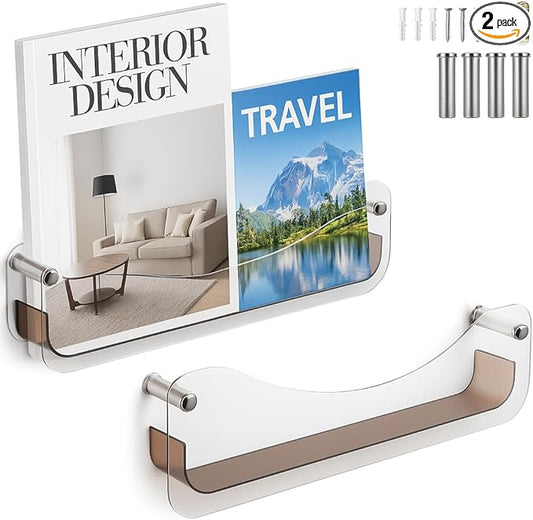 Acrylic Magazine Holder Wall Mount, Magazine Rack Wall Mounted, Brochure Holder Mounted, Magazine Rack for Home and Office