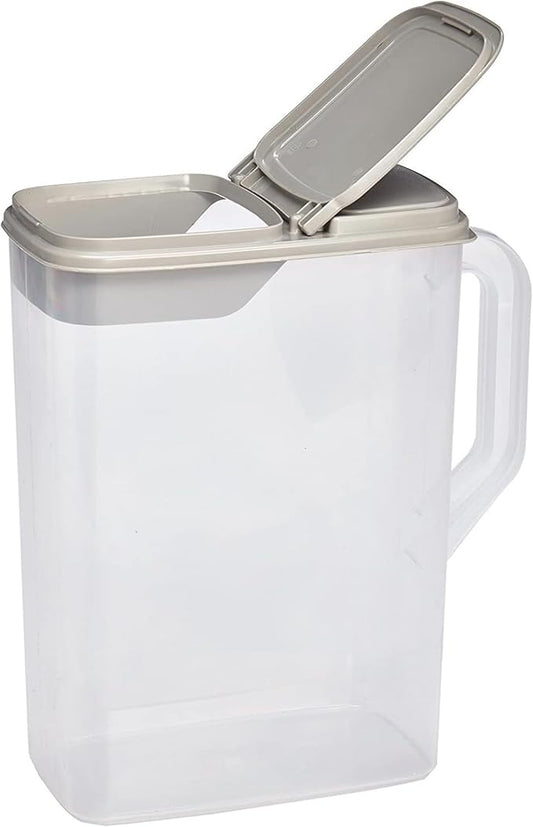 Buddeez Pet Food Storage Container - 8 Quart Capacity Dog / Cat Food & Bird Seed Container with Durable EZ Grip Handle, Flip Gray Lid (includes 1 Cup Clear Scoop)-NeatNest