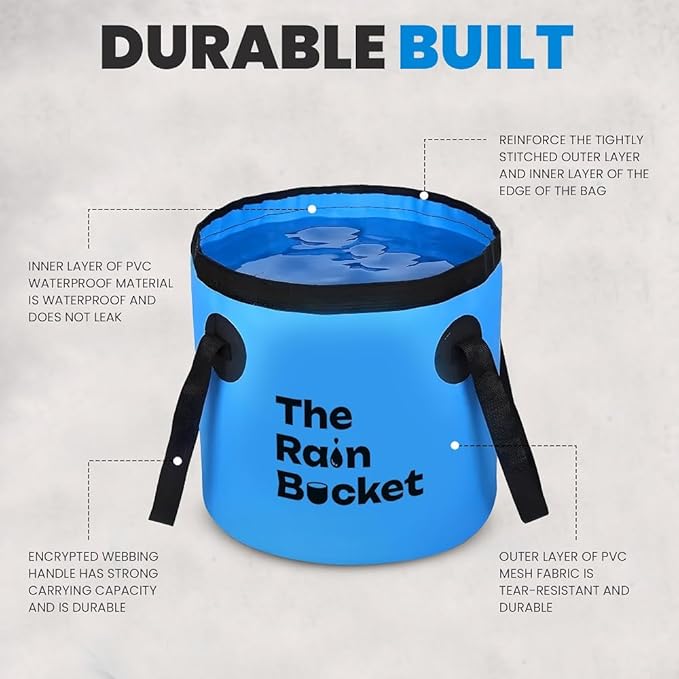 Collapsible Foldable Buckets with Handles – 3-Piece Set (10L & 15L) Bucket + 10L Water Bag with Faucet – Waterproof PVC Wash Basins for Camping, Fishing, Hiking, Car Wash – Portable & Leakproof-NeatNest