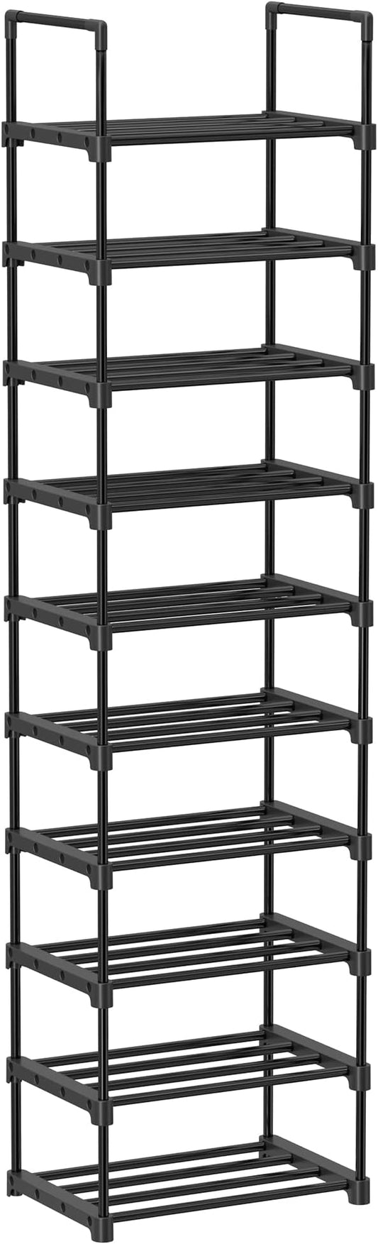 SONGMICS Shoe Rack, 10-Tier Shoe Organizer, Metal Storage Shelf, Upright or Upside Down, for 11-22 Pairs, for Entryway, 11.8 x 17.7 x 68.5 Inches, Black ULSA25BK-NeatNest