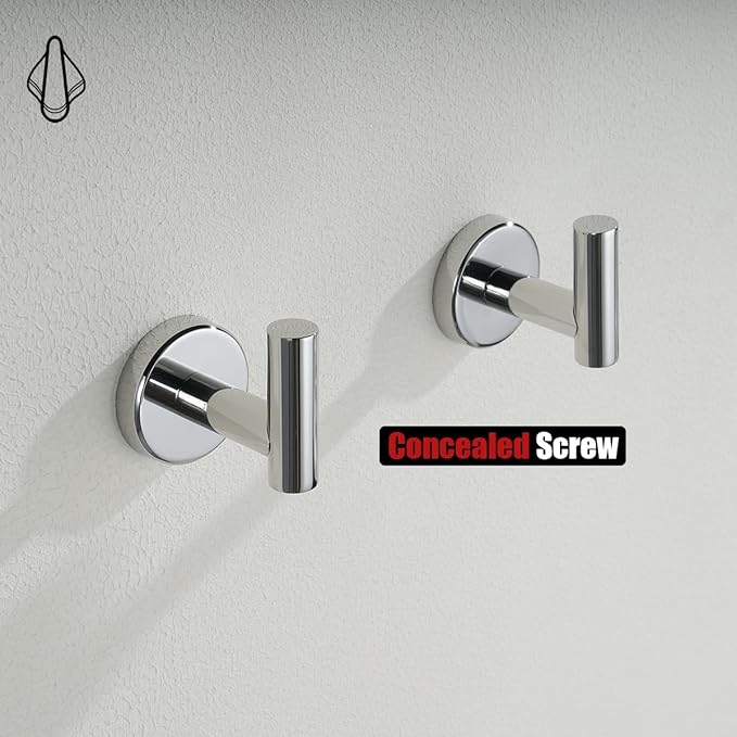 JQK Chrome Bathroom Towel Hook, 304 Stainless Steel Coat Robe Clothes Hook for Bathroom Kitchen Garage Wall Mounted (Pack of 4), TH100-CH-P4-NeatNest