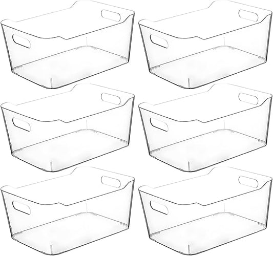 Clear Plastic Storage Bins, Perfect for Kitchen Organization or Pantry Organization and Storage, Medium Fridge Organizer Plastic Bins, Pantry Organization and Storage Bins, Cabinet Organizers-NeatNest
