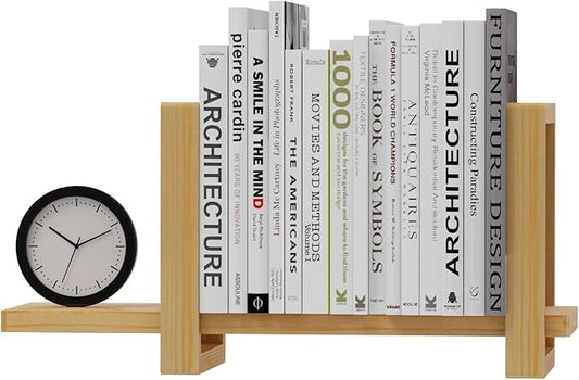 Adjustable Desktop Bookshelf, Retro Tabletop Bookshelf, Desk Shelf for Top of Desk in Living Room, Home, Office, Perfect for Magazine, Books, Cookbooks, No Tools Required to Assemble (Yellow)-NeatNest