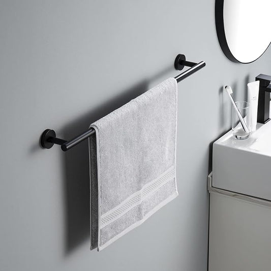 KES 25.2 Inches Black Towel Bar for Bathroom, Hand Towel Holder, Towel Bar Wall Mount, SUS304 Stainless Steel Matte Black, Total Length 27.6 Inch, A2000S70B-BK