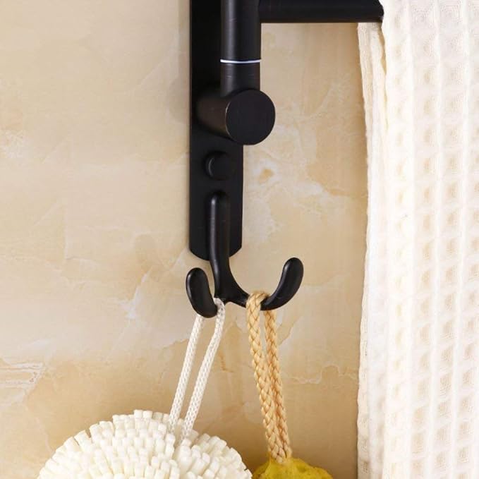 ELLO&ALLO Oil Rubbed Bronze Swing Out Towel Racks for Bathroom Holder Wall Mounted Towel Bars with Hooks 3-Arm