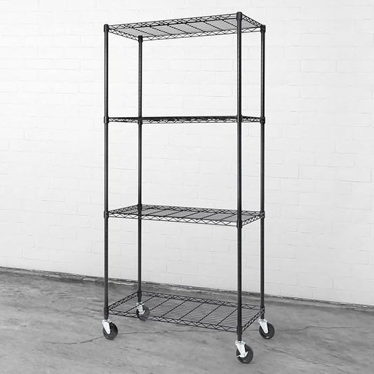 CAPHAUS NSF Commercial Grade Heavy Duty Wire Shelving w/Wheels, Leveling Feet & Liners, Storage Metal Shelf, Garage Shelving Storage, Utility Wire Rack Storage Shelves, 36 x 18 x 76 4-Tier No Liner-NeatNest