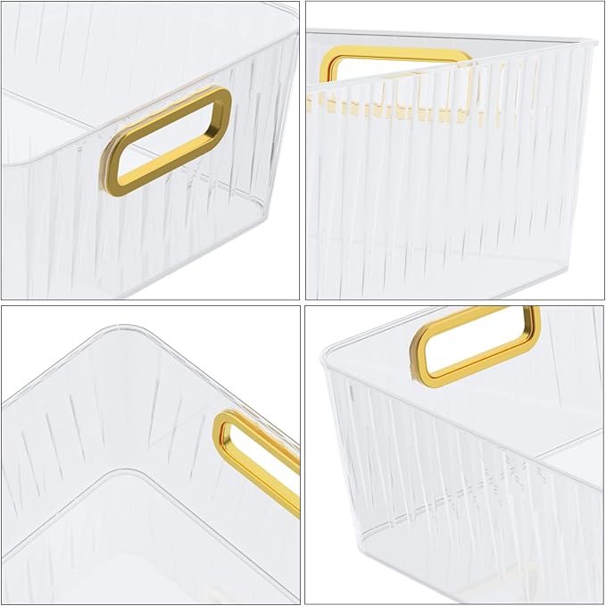 6-Pack Clear Plastic Pantry Organizer Bins, Clear Storage Bins for Organizing