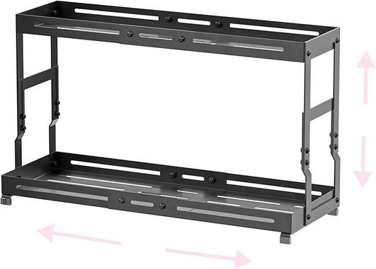 Adjustable Sturdy Metal Shelving Unit，2-Tier Organizer Countertop,Suitable for Kitchen Countertop, Bathroom, Makeup Table, Store Large Skincare etc