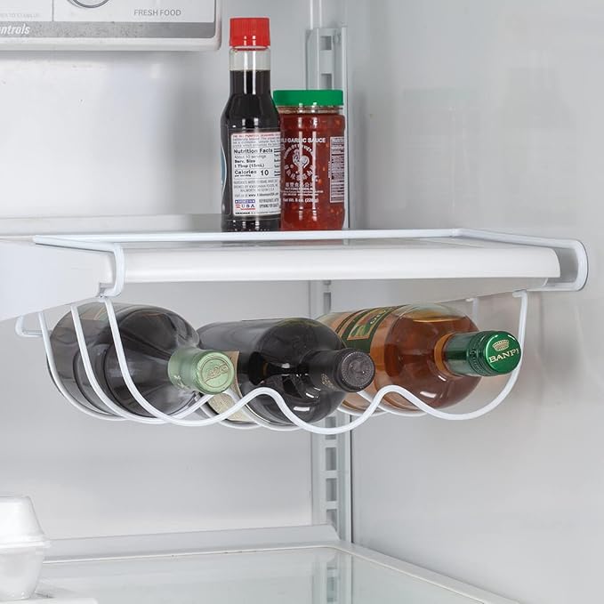 Fox Valley Traders Fridge Shelf Wine Rack, Durable White Coated Wire, Stores 3 Bottles - Measures 12 1/2" Long x 13" Wide x 4 1/2" High, by Chef's Pride