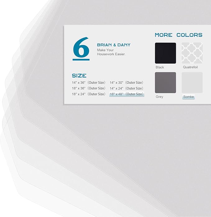 BRIAN & DANY Wire Shelf Liner 18" X 48", Heavy Duty Shelf Liners for Wire Shelving, Waterproof Protector Mats, Set of 6, Transparent-NeatNest