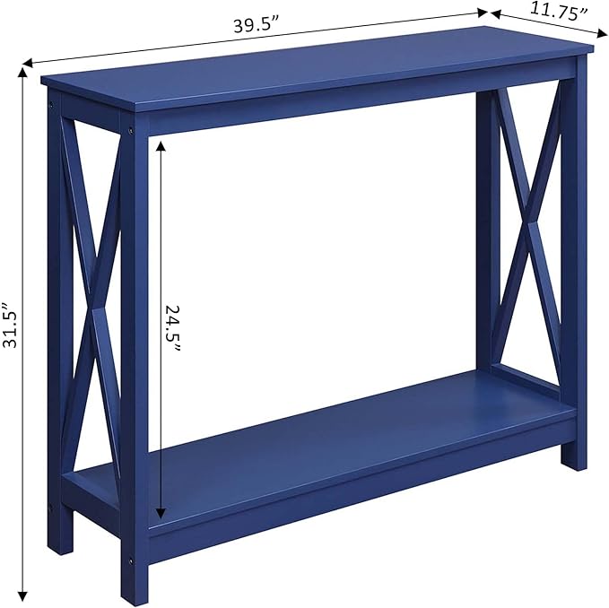 Convenience Concepts Oxford Console Table 39.5" - Sofa Table with Storage Shelf, Transitional Entryway Hall Table for Living Room and Bedroom, Display Foyer Table, Cobalt Blue-NeatNest