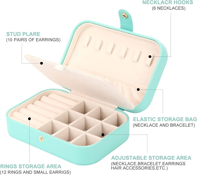 Jewelry Box, Travel Jewelry Organizer Case Small Jewelry Storage and Organizers Craft Containers Travel Mini Organizer/GREEN-NeatNest