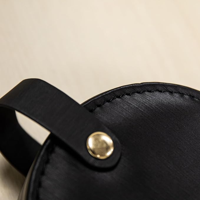 COLLECTIVE HOME - Travel Jewelry Case, Elegant Half-Moon Design with Gold Monogram, Detachable Handle, Personalized Accessory Organizer, Gift for Fashion-Forward Women and Teens, Black (h)-NeatNest