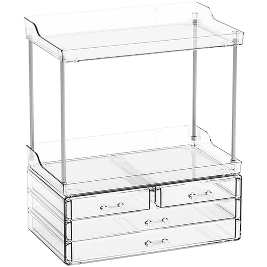 Yieach Bathroom Counter Organizers and Storage,Clear Acrylic Makeup Organizers with Drawers for Vanity,Bedroom,Plastic Skincare Organizer for Dresser Top Beauty,Cosmetic,Lotion and Perfume Organizer-NeatNest