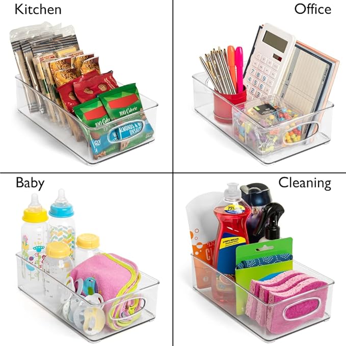 ClearSpace Plastic Pantry Organization and Storage Bins – Perfect for Kitchen/Fridge/ Refrigerator/Cabinet Organizers - 6 Pack-NeatNest