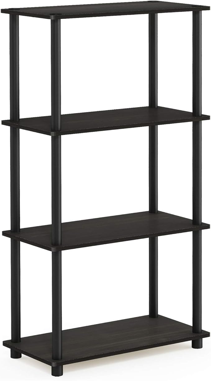 Furinno (99557EX/BK) Turn-N-Tube 4-Tier Multipurpose Shelf Display Rack - Espresso/Black-NeatNest