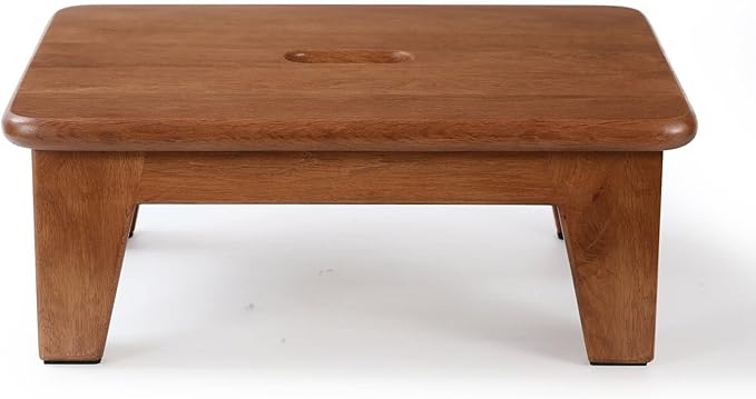 CONSDAN Step Stool for Bed - USA Grown Oak, Wooden Stool for Adults and Seniors, 6.5" High, Non-Slip Mat, No Assembly Needed, Solid Wood, Chocolate Color-NeatNest