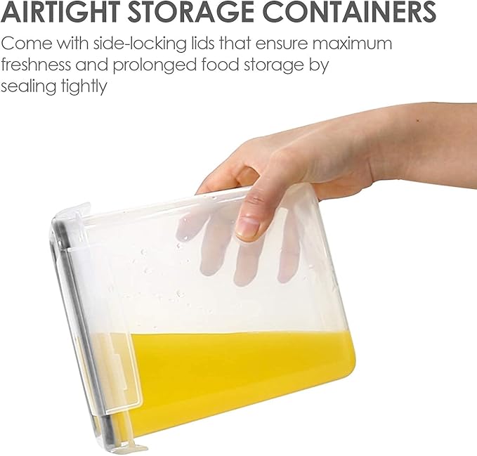 Airtight Food Storage Containers with Lids, Vtopmart 24 pcs Plastic Kitchen and Pantry Organization Canisters for Cereal, Dry Food, Flour and Sugar, BPA Free, Includes 24 Labels，Black-NeatNest
