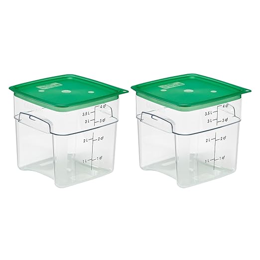 Cambro 4 QT (Quart) Food Storage Container with Lid (2 Pack) - FreshPro Series (Clear)-NeatNest