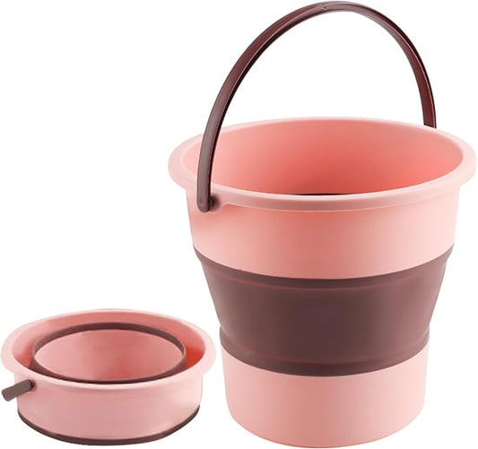 Collapsible Bucket 1.3 Gallon/5L Small Plastic ousehold Cleaning Mop Buckets Foldable Water Bucket for Car Wash Fishing Camping Beach (Pink)-NeatNest
