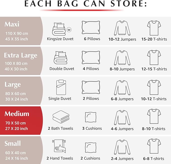 GENIE SPACE Medium Vacuum Storage Bags - Pack of 2, 27x20in | Strong Space Saving Bags | Premium Airtight & Reusable Vacuum Bags for Clothes, Towels, Childrenswear, Soft Toys & More-NeatNest