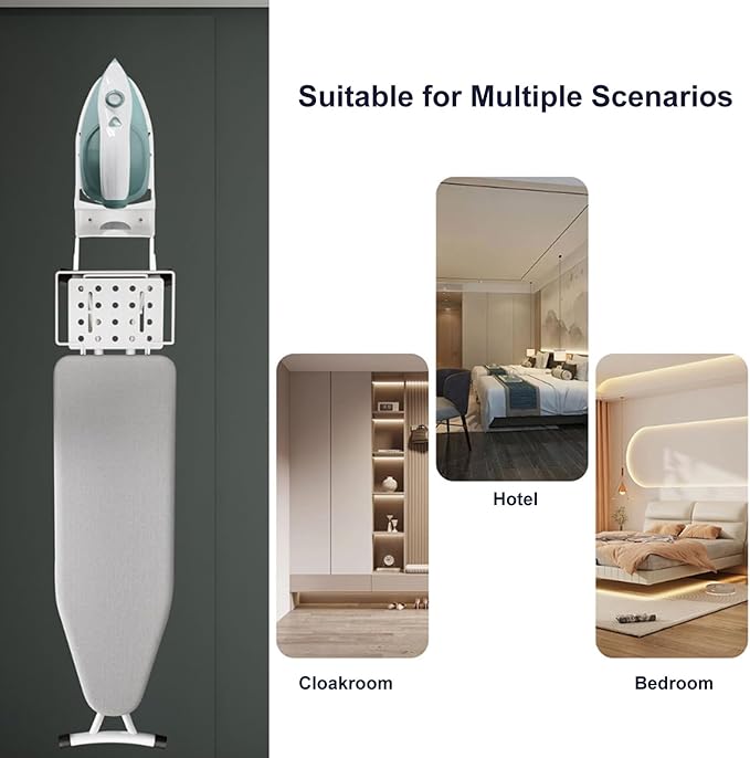 Wall Mount Iron Holder Ironing Board Hanger Space-Saving Household Bathroom Kitchen Closet Organizer Wall Rack Shelf