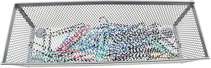 HAHIYO Stackable Mesh Tray Cup 9 x 3 x 2 inches Sturdy Container for Desk Drawer Organizer Collection for Home Office School kitchen Soft Foam Feet No Sharp Edges 2 Pack Silver-NeatNest