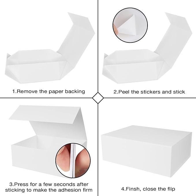 Aimyoo White Collapsible Gift Box with Magnetic Closure Lids 13.8x9x4.3 in, Large Bridesmaid Groomsman Proposal Boxes, Rectangle Present Box for Graduation Birthday Storage 1 Pack-NeatNest