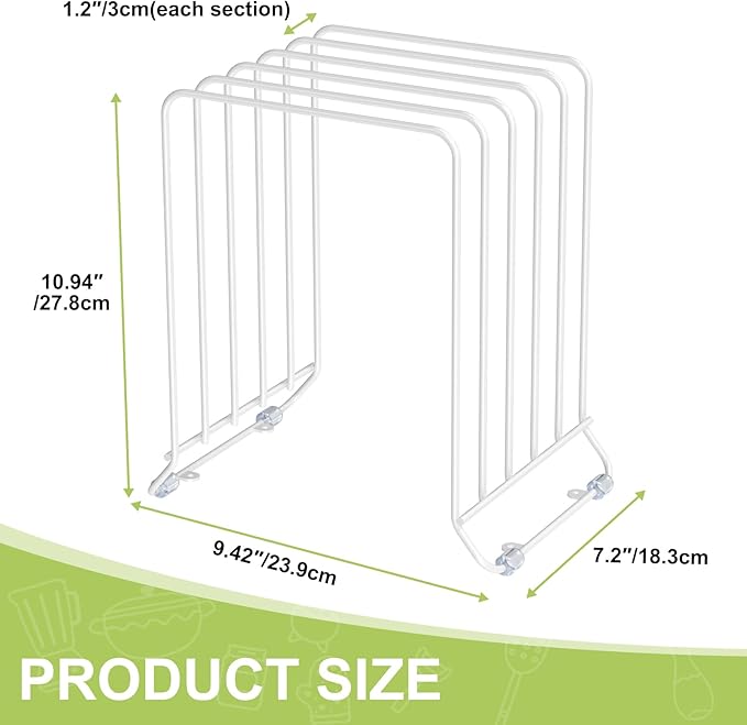 AKAZA 2 Pack-X-Large Kitchen Cabinet Organizer - Storage Tray Organizer Rack for Kitchen Cabinet - Divided Holder with 5 Slots for Skillets, Cutting Board, Baking Sheets- (White)