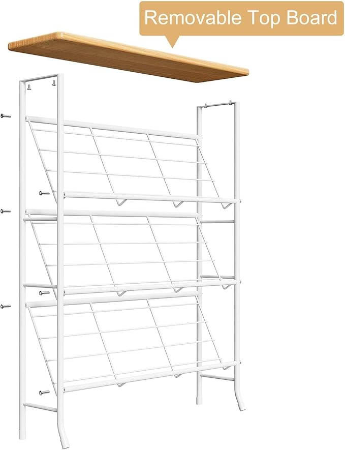 Whitmor Shoe Rack Storage, Narrow 4 Tier Metal Shoe Storage Shelf, Free Standing Shoe Racks, Space Saving Shoe Rack Organizer for Entryway, Hallway, Bedroom, Living Room(12-16 Pair)-NeatNest