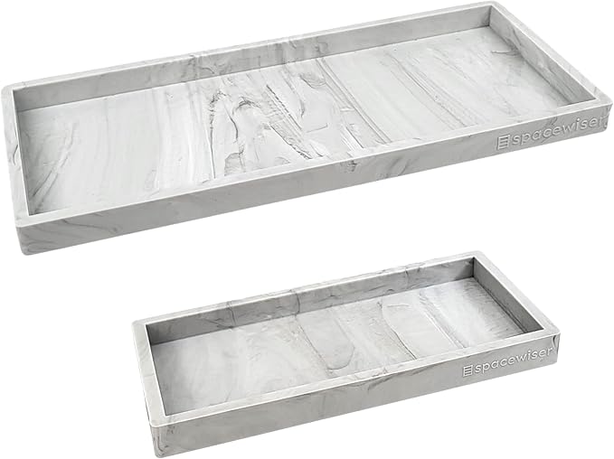 Countertop and Vanity Tray - 2 PC (11” and 7”) Shatterproof Silicone Kitchen and Bathroom Trays for Counter, Kitchen Soap Dispenser Tray, Vanity Trays for Bathroom, Perfume Key Tray-NeatNest