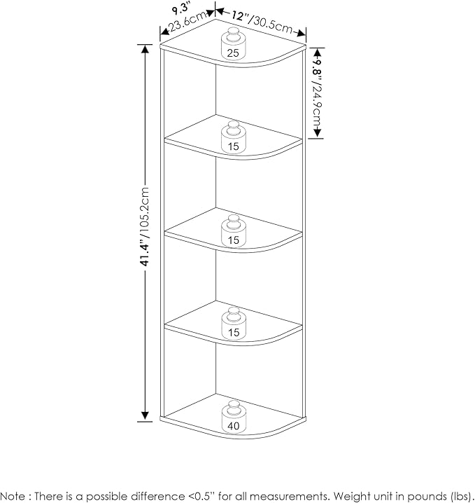 Furinno Pasir 4-Tier Corner Open Shelf Bookcase, White-NeatNest