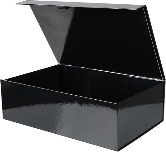 Aimyoo 1 Pack Black Collapsible Gift Box with Magnetic Closure Lids & Rope for Easy Opening 13.8x9x4.3, Bridesmaid Groomsman Proposal Boxes, Rectangle Storage Present Boxes-NeatNest