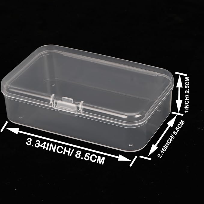 10 Packs Small Clear Plastic Beads Storage Containers Box Transparent Boxes with Hinged Lid for Small Items, Jewelry, Crafts (3.34 x 2.16 x 1 in)-NeatNest