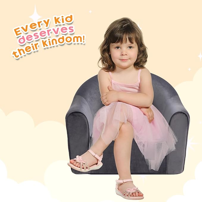 ALIMORDEN Adorable Toddler Chair, Snuggly Foam Seat for Little Ones with Removable Washable Cover - Soft Reading Couch for Boys and Girls, Grey-NeatNest