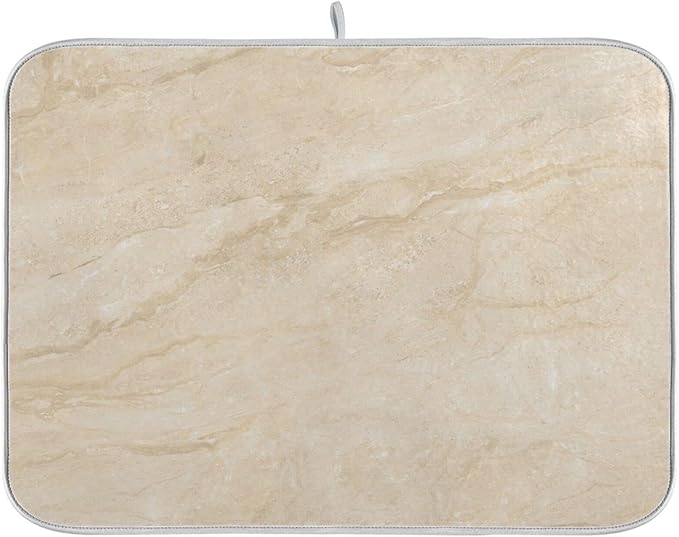Dish Drying Mats Drying Matt for Kitchen Counter Sink Dishes Natural White Marble Texture Microfiber Dish Drying Pad 16 x 18 Inches