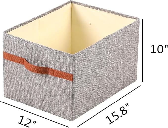 ALYER Collapsible Fabric Storage Organizer with Handles,Shelf Bins Box Container for Bedroom Office Closet Babies Nursery Toys Books Clothes (Gray, 15.8" x 12" x 10")