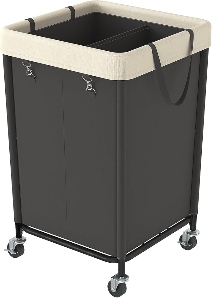 WOWLIVE 160L Rolling Laundry Hamper with Wheels, Heavy Duty Laundry Basket, Large Laundry Cart with Steel Frame and Removable Bag, Dirty Clothes Hamper for Home, Closet, Dorm, Bathroom, Black