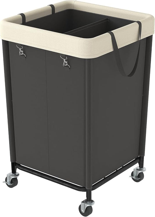 WOWLIVE 160L Rolling Laundry Hamper with Wheels, Heavy Duty Laundry Basket, Large Laundry Cart with Steel Frame and Removable Bag, Dirty Clothes Hamper for Home, Closet, Dorm, Bathroom, Black