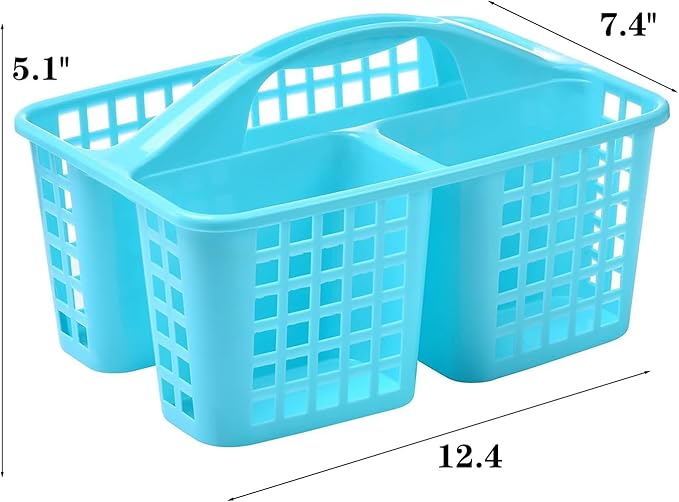 Portable Shower Caddy Basket,Convenient Cleaning Supplies Organizer with Compartments and Handle,Ideal for Bathroom, Bedroom, Kitchen, College Dorm,Garden,etc.12.4" x 7.4" x 5.1"Blue
