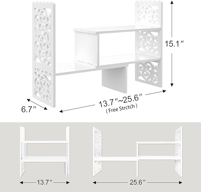 Jerry & Maggie - WPC Desktop Organizer White Office Storage Rack Shelf | Birthday Gifts - Toy - Home Decor | Free Style Rotation Display Modern Luxurious Stand Shelf (White)-NeatNest